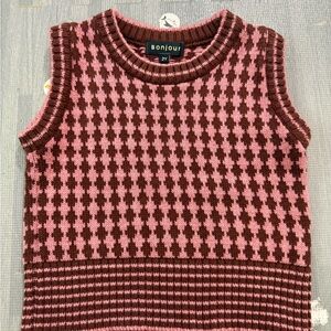 Bonjour kids red plaid knit vest